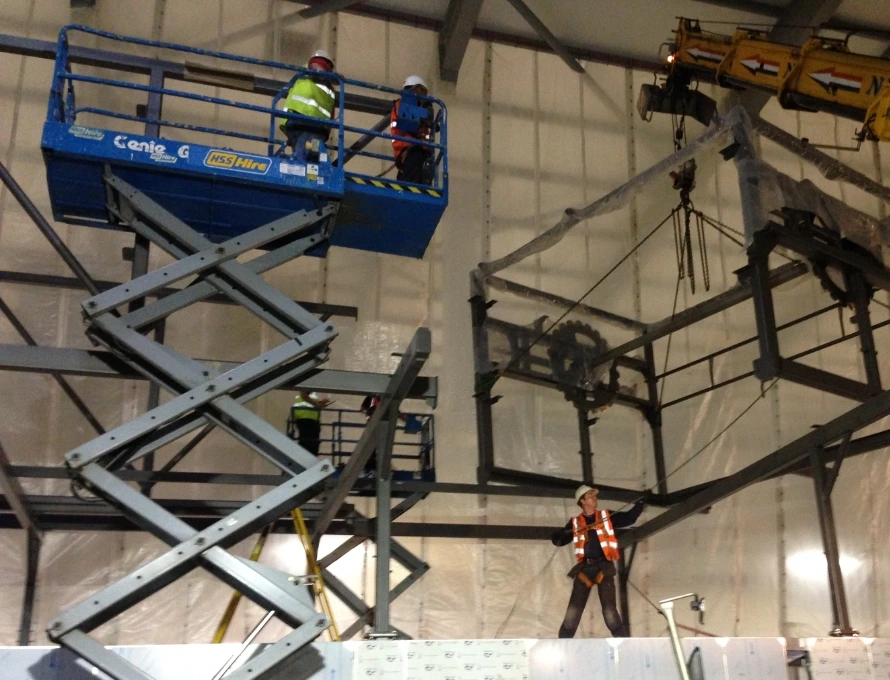 Workers at bakery installation